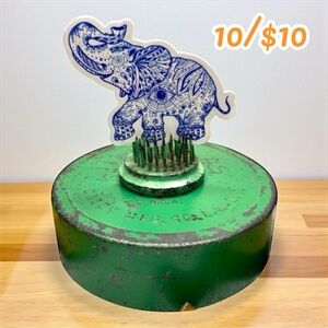 Boho Elephant Sticker – Blue & White Mandala Design
Approximately 2 1/2”